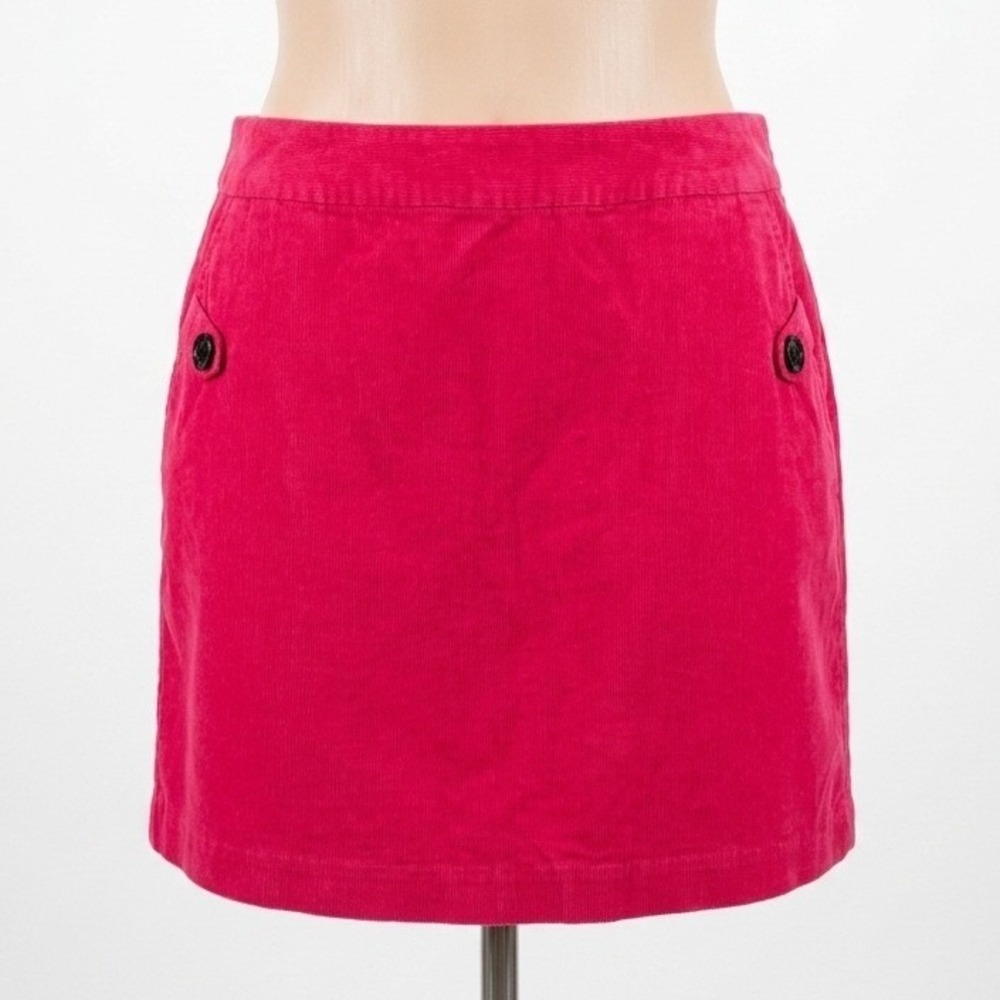 Vineyard Vines Cord Button Skirt Size 16 Pink Preppy Button Detail Side Zip Mini